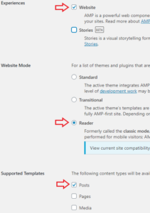 supported templates settings