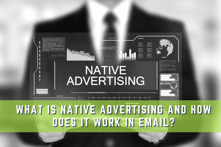 Person holding computer that says native advertising.